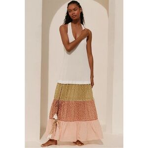 Celandine Anthropology XXS Sleeveless Tiered Maxi Dress Bohemian Scoop Neck